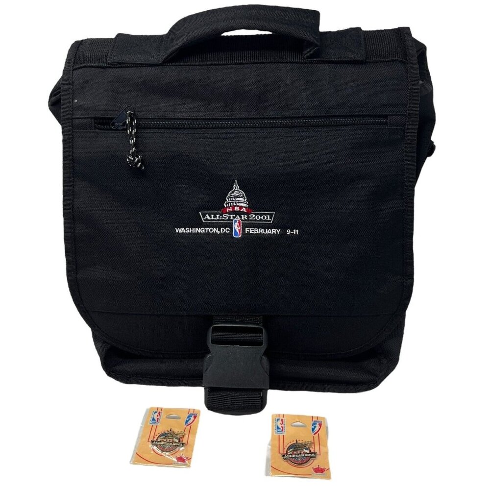 Vintage NBA All-Star 2001 Laptop & Messenger Bag + 2 Pins Basketball Official